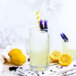 Glass of lavender lemonade.