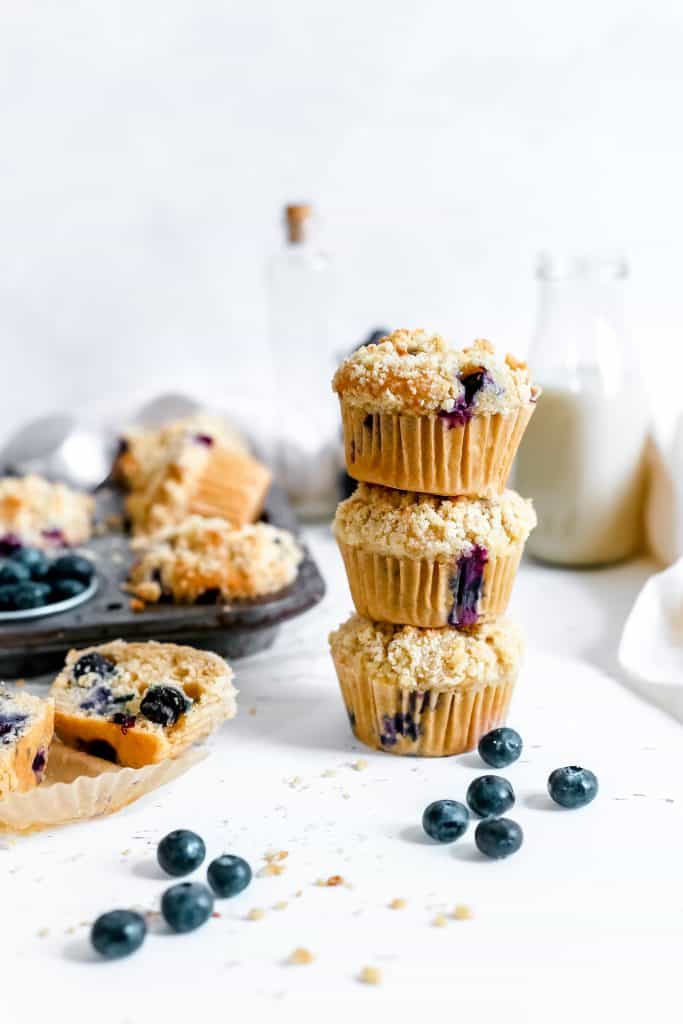 Vegan Blueberry Muffins with Streusel Topping