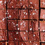 Close up of pieces of vegan fudge pressed tightly together.