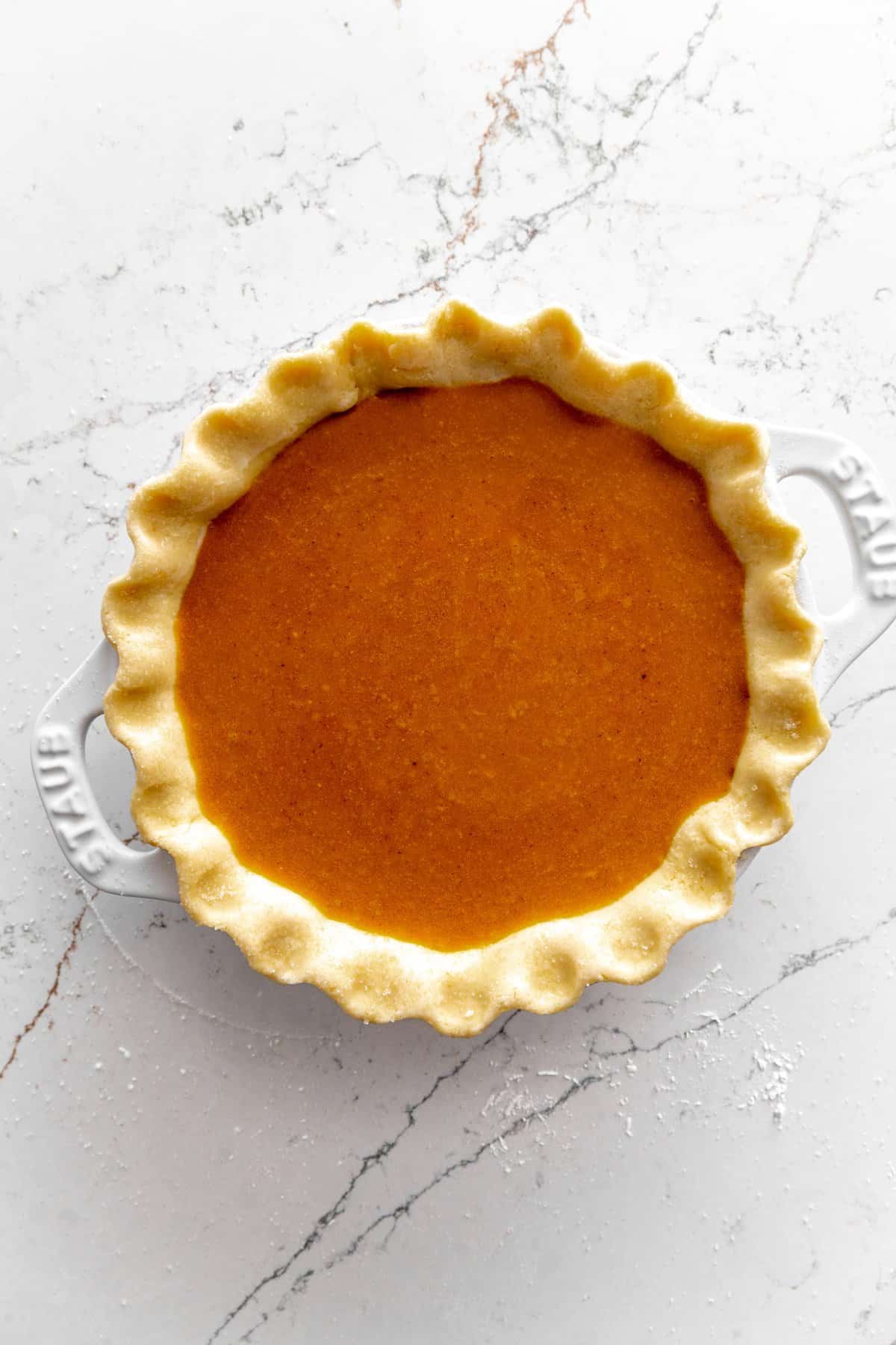 Unbaked pumpkin pie.