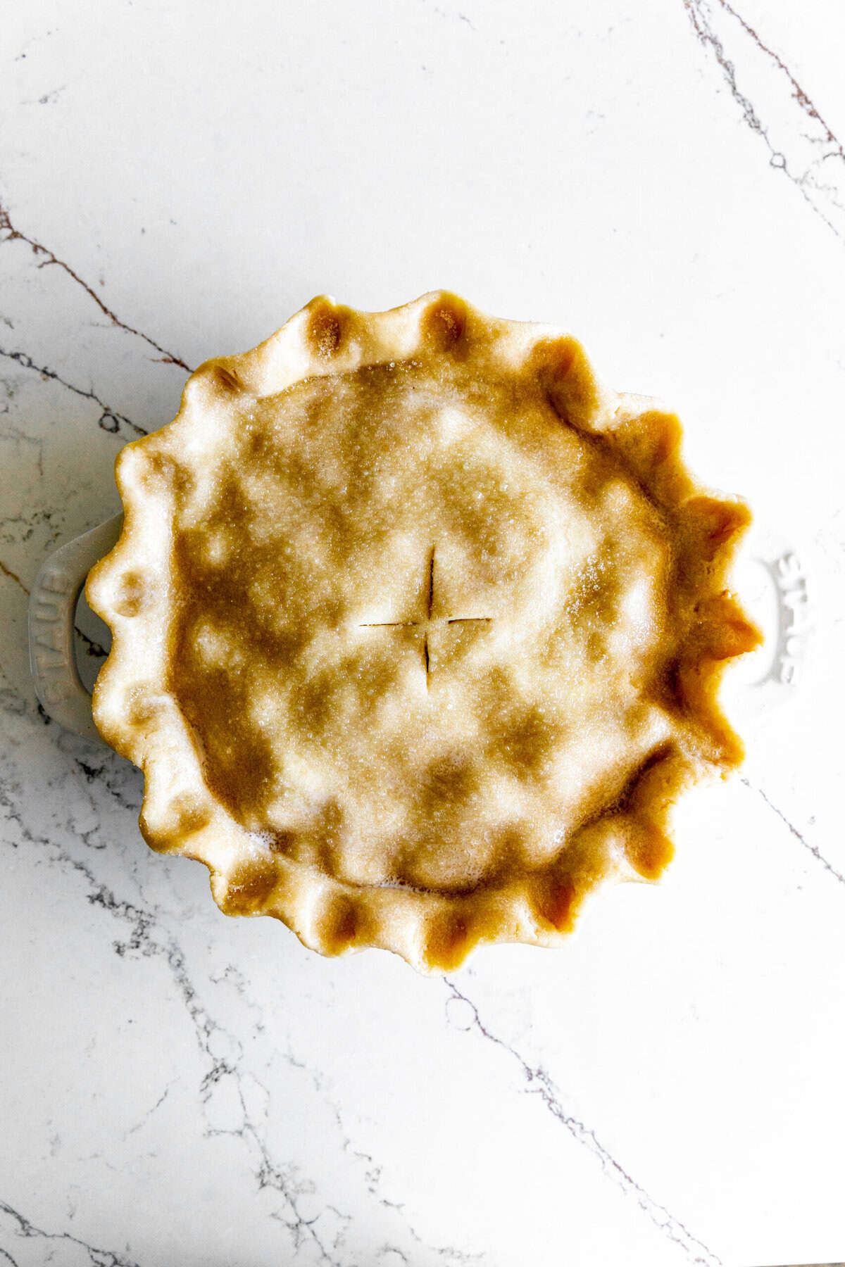 Unbaked strawberry rhubarb pie.