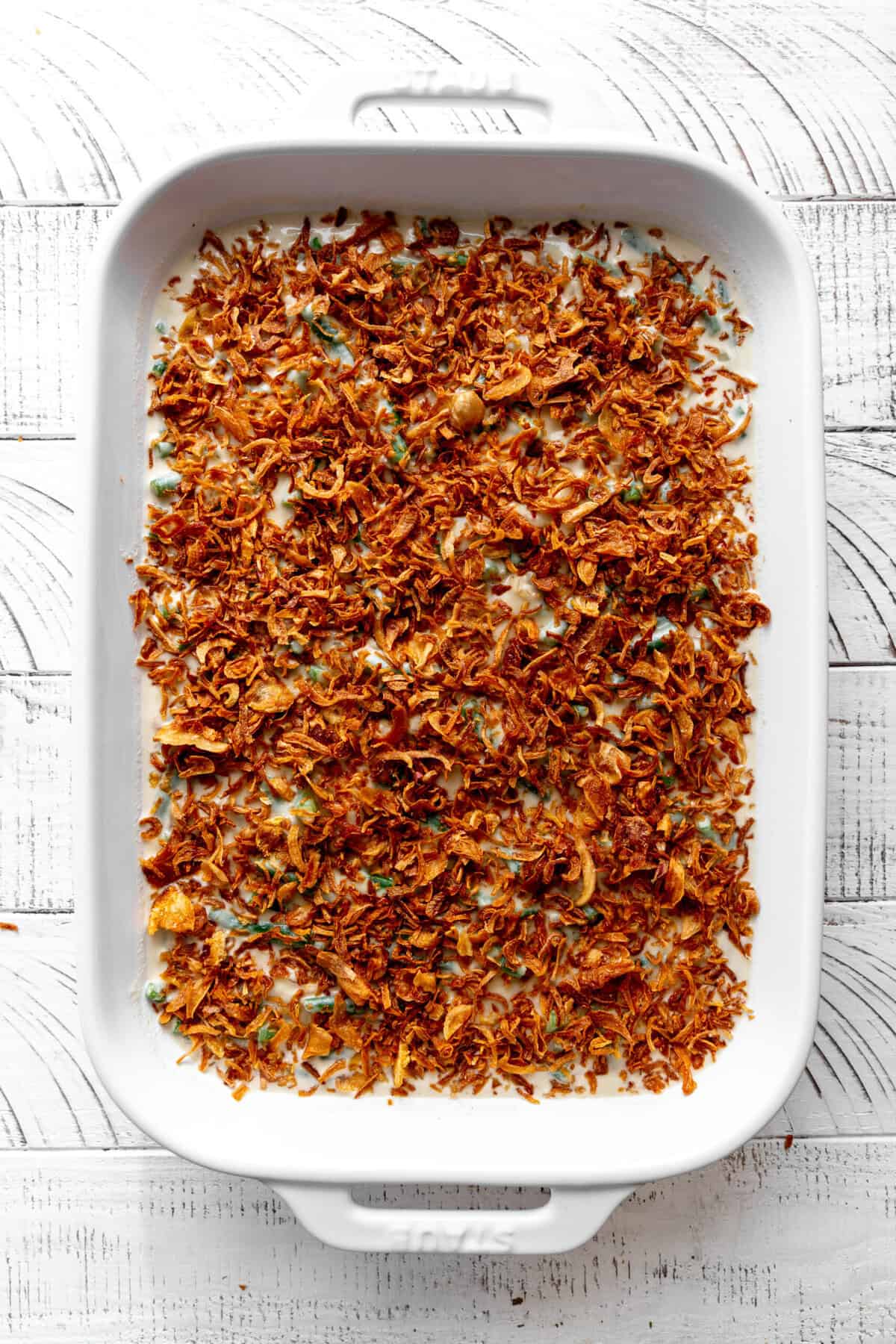 Unbaked green bean casserole.