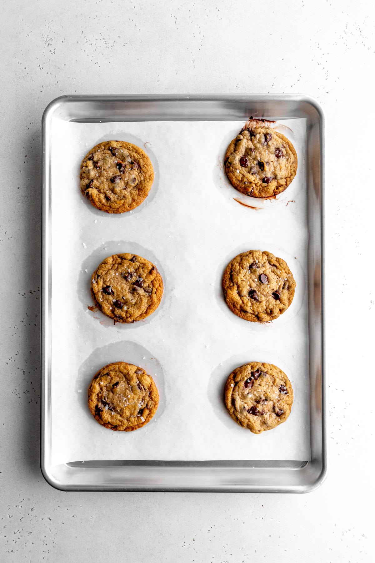 Baked cookies on a baking sheet.