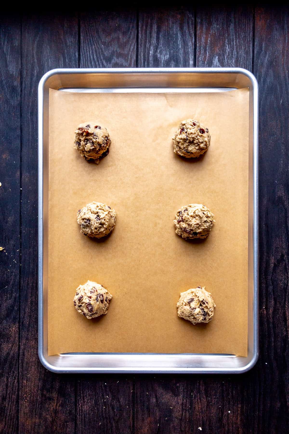Unbaked oatmeal raisin cookies.