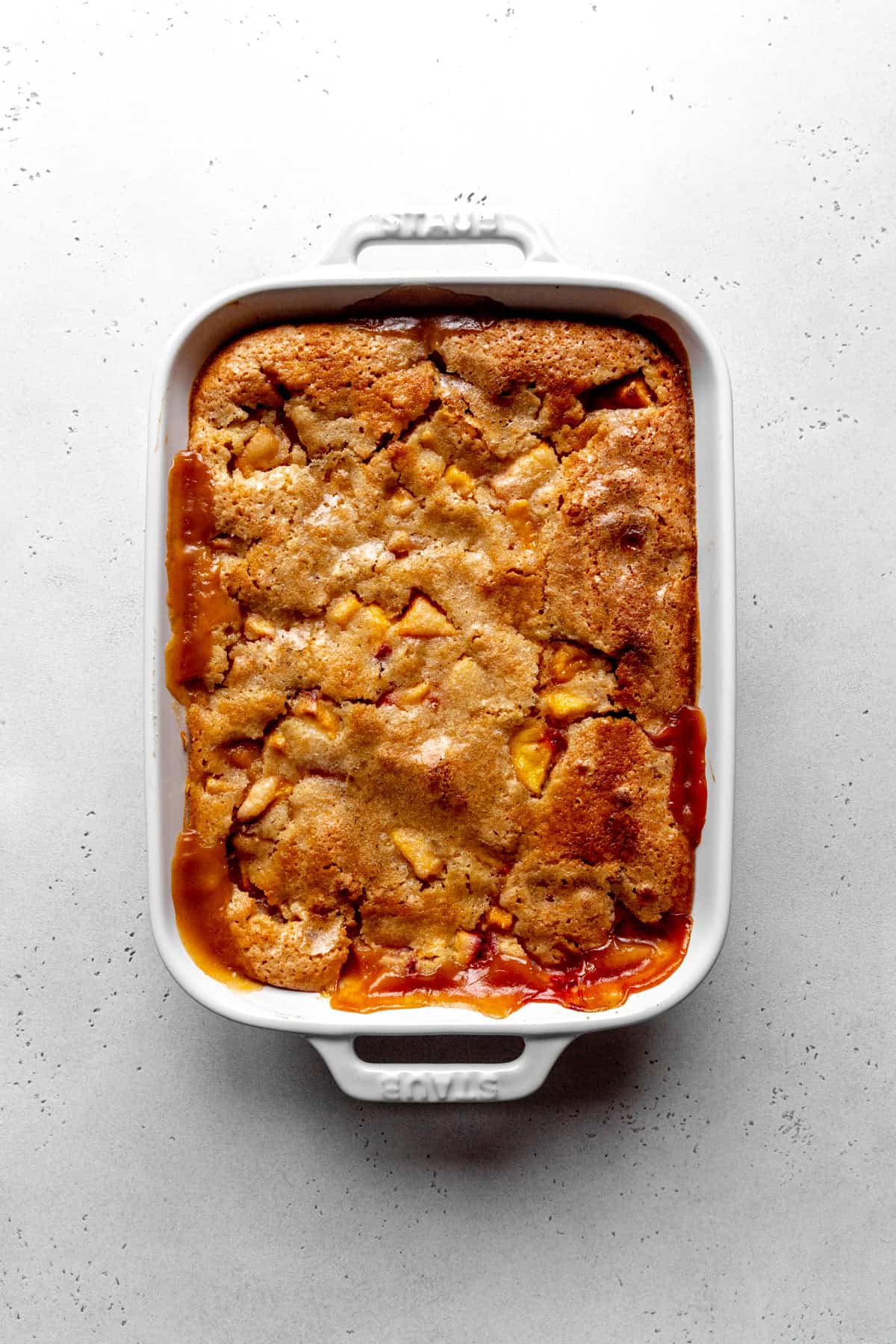 Baked peach cobbler.