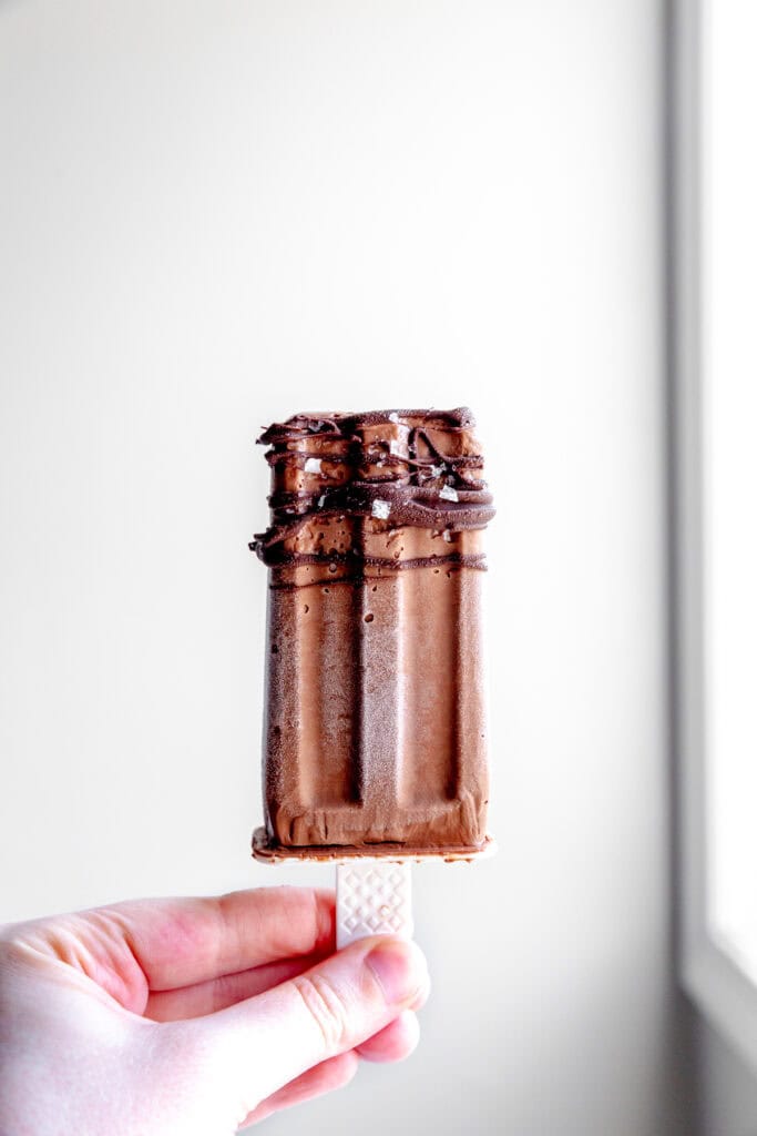 Hand holding up a fudge pop.